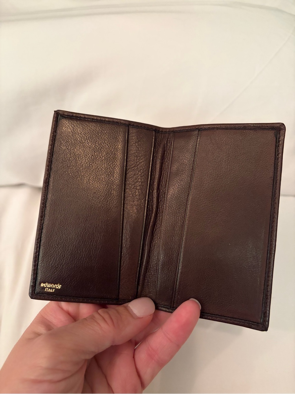 Vintage Brown Leather Edwards Italy Bi-Fold Card Wallet